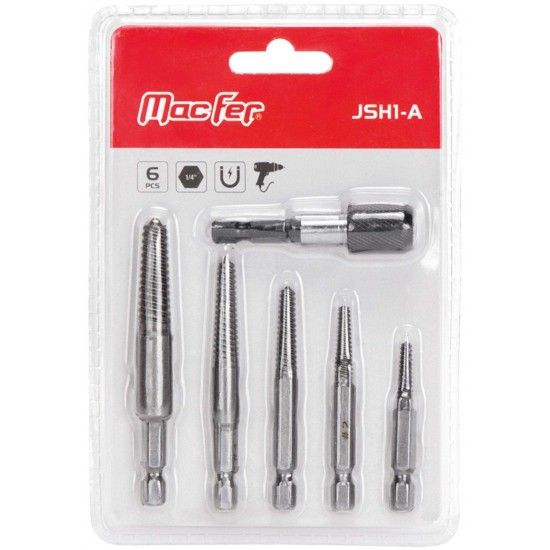 Jogo saca pernos � c/adapt magn�tico  3 a 19mm (n1 a n5) 6p�s [064.0070] MacFer