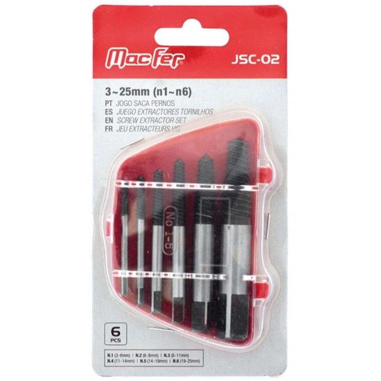Jg. saca pernos MacFer JSC-02 3~25mm (n1~n6) 6p�s ref� 064.0067 MACFER
