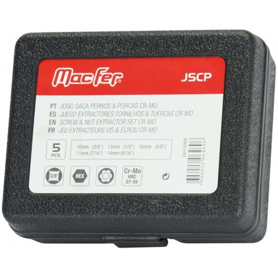 Jg. saca pernos e porcas 10-16mm 5p� ref� 064.0069 MACFER