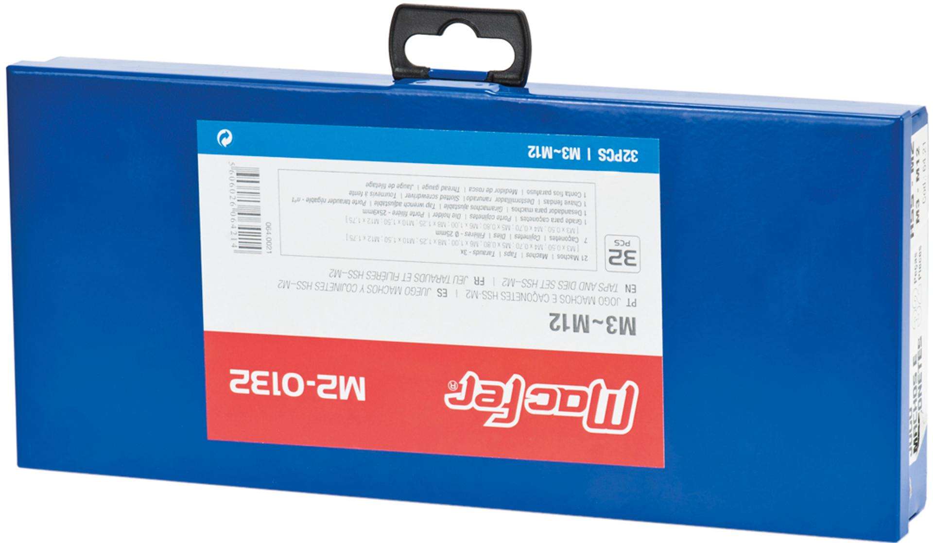 Jg. machos e caçonetes HSS-M2 MacFer M2-0132 M3~M12 32pçs refª 064.0021 MACFER