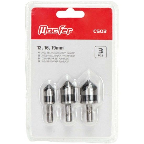 Jg. esc. p/ madeira MacFer CS03 12, 16, 19mm 3p�s ref� 059.0090 MACFER