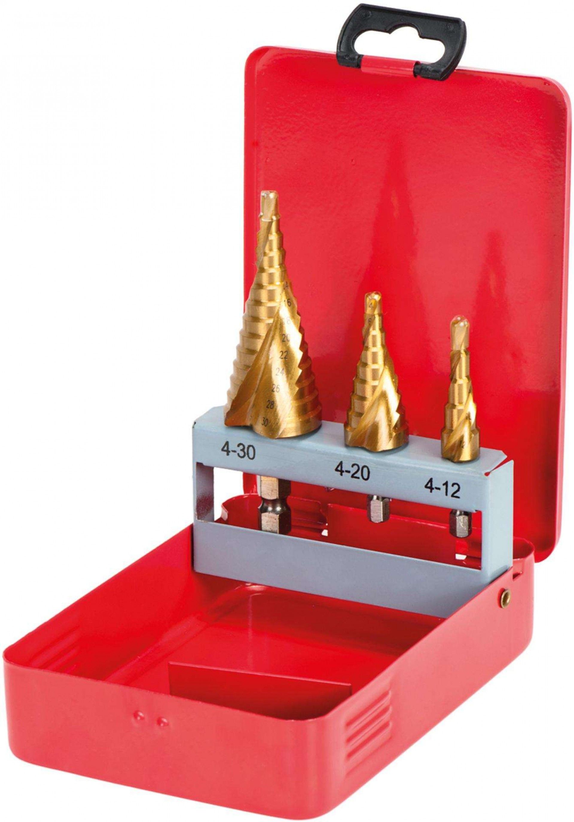 Jg. brocas escalonadas HSS-M2 TIN MacFer PTHSD101 3pçs refª 059.0068 MACFER