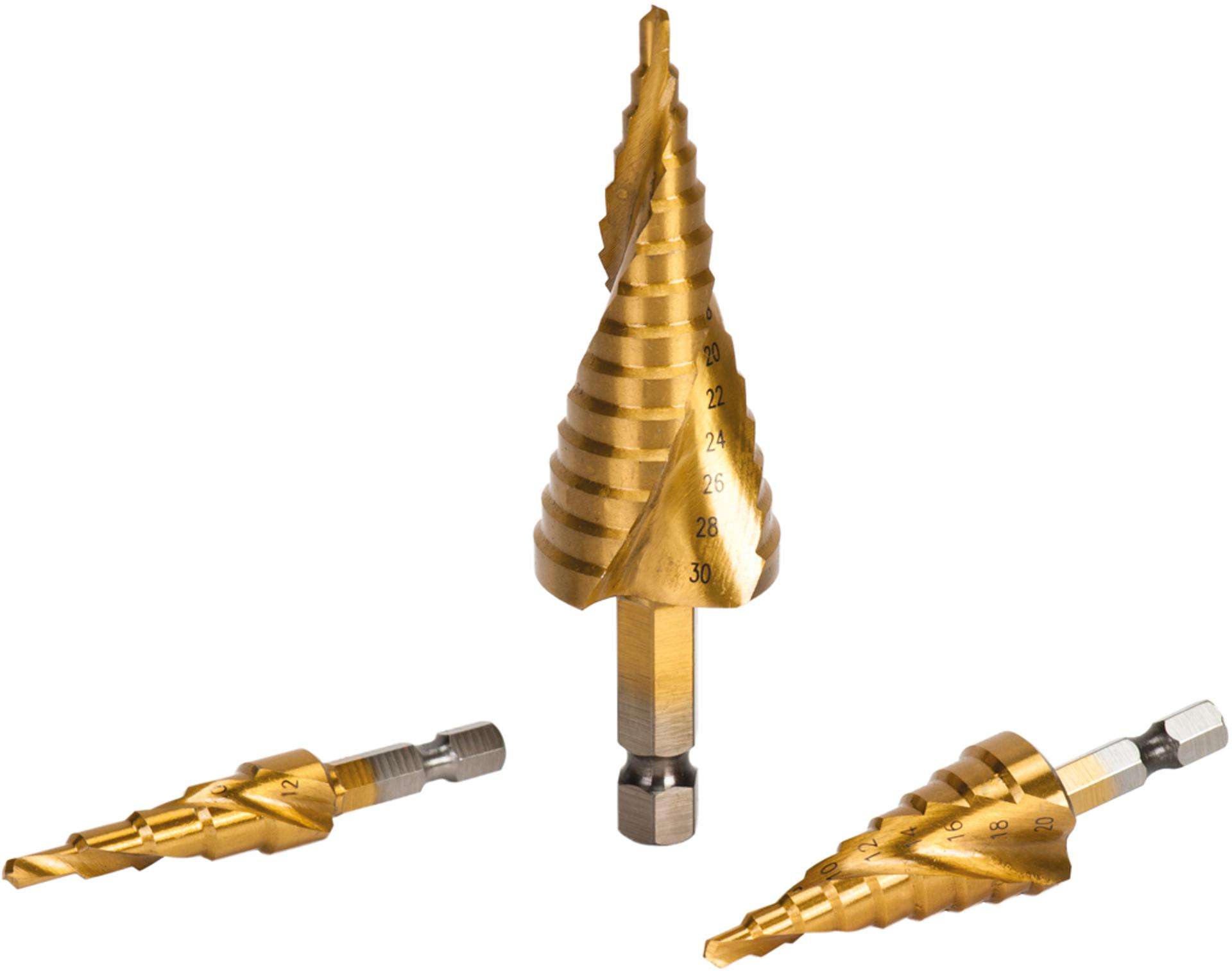 Jg. brocas escalonadas HSS-M2 TIN MacFer PTHSD101 3pçs refª 059.0068 MACFER