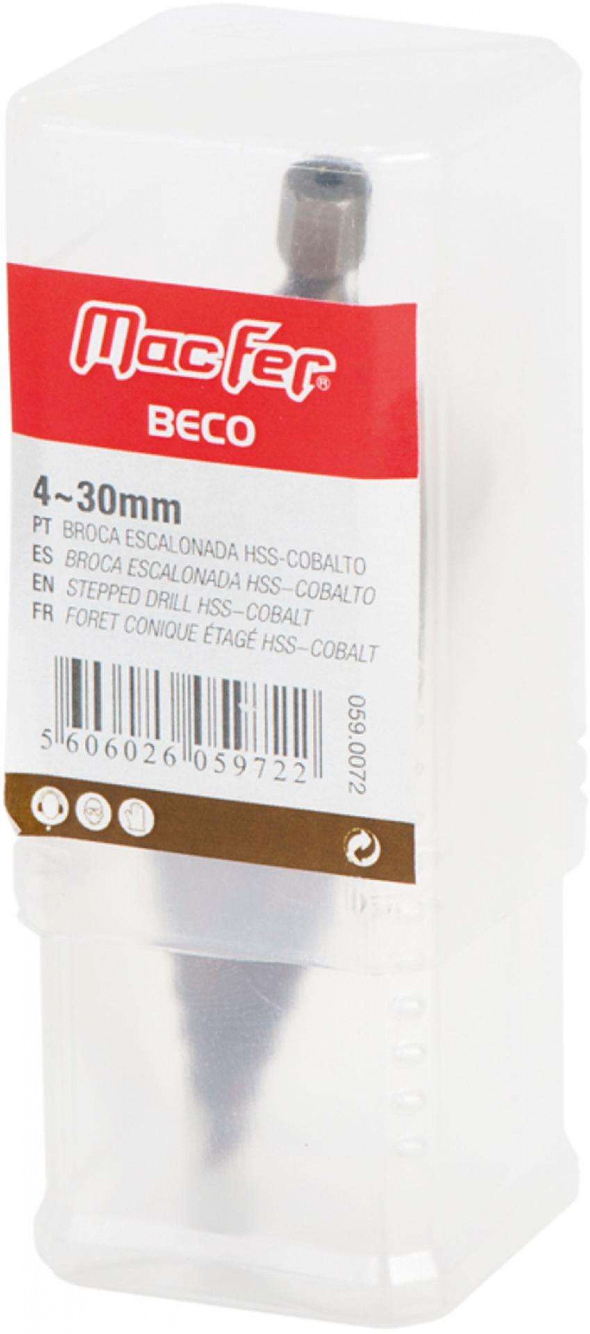 Broca escalonada HSS-Cobalto MacFer BECO 4~20mm refª 059.0071 MACFER