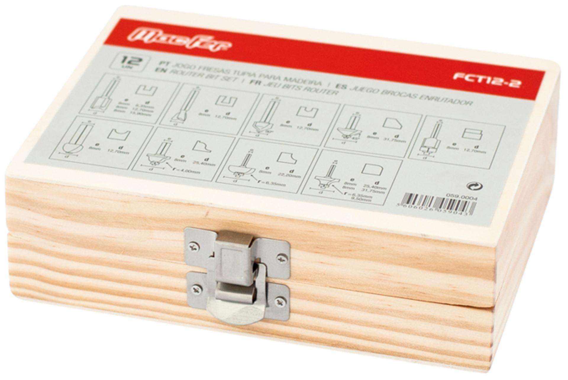 Jg. fresas tupia p/ madeira MacFer FCT12-2 12pçs refª 059.0004 MACFER