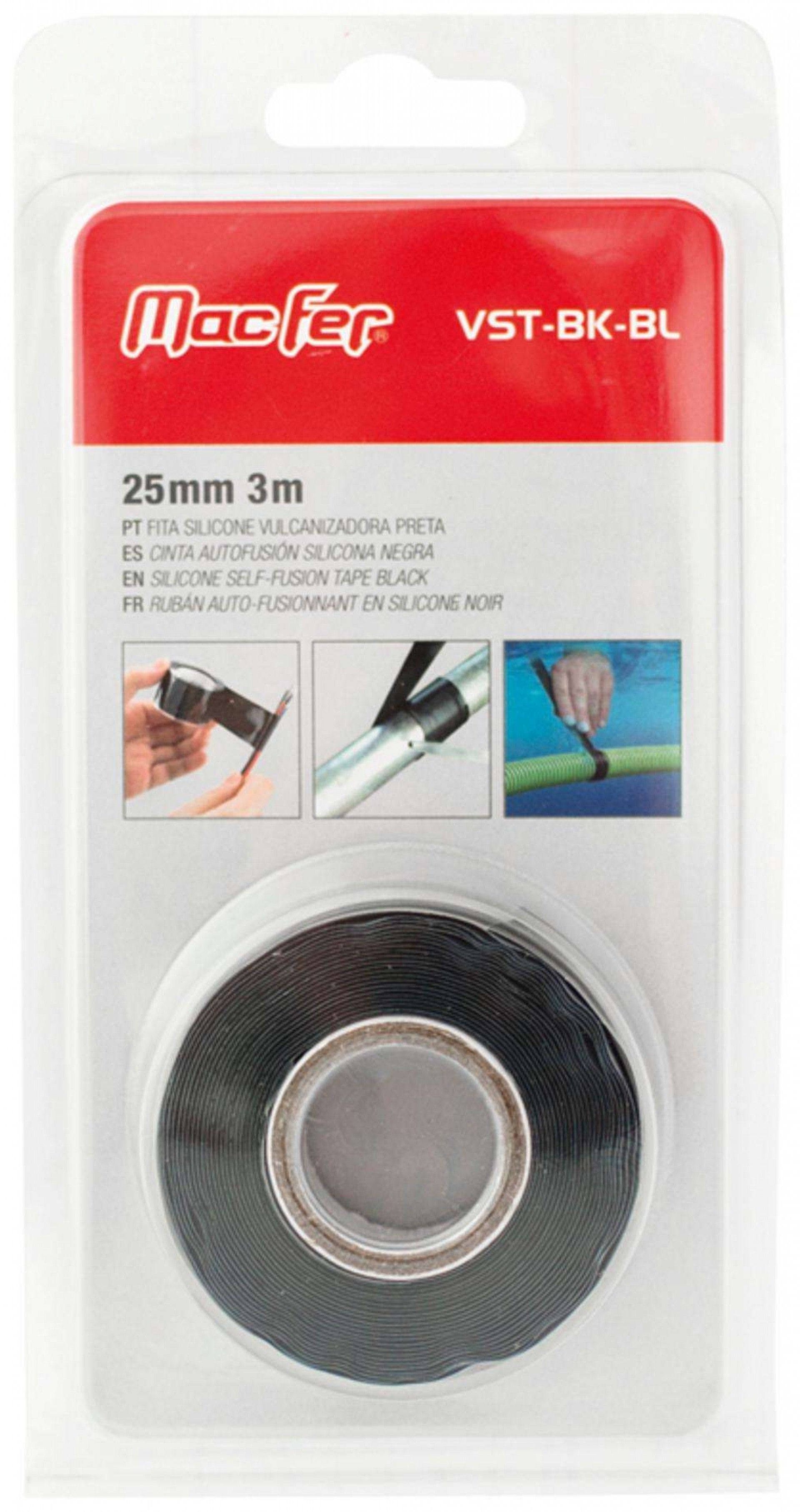 Fita silicone vulcanizadora VST-BK-BL 25mm 3m preta refª 040.0079 MACFER