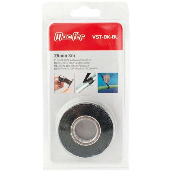 Fita silicone vulcanizadora VST-BK-BL 25mm 3m preta refª 040.0079 MACFER Fita silicone vulcanizadora VST-BK-BL 25mm 3m preta refª 040.0079 MACFER
