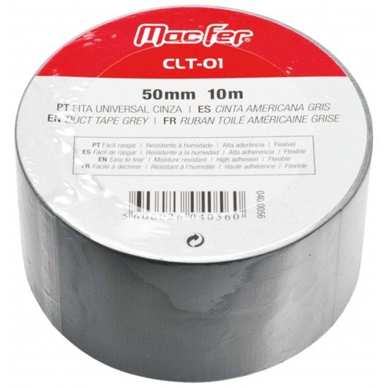 Fita uni. MacFer CLT-01 50mm 10m cinza ref� 040.0056 MACFER