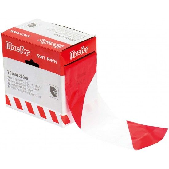 Fita sinaliza��o MacFer SWT-RWH 70mm 200m vermelha/ branca ref� 040.0052 MACFER