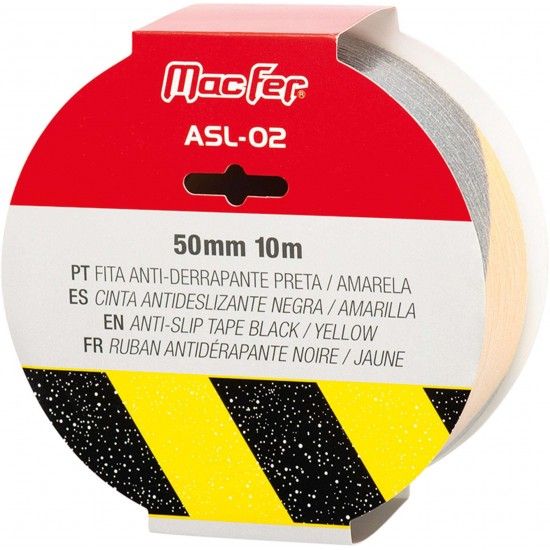 Fita anti-derrapante MacFer ASL-02 50mm 10m preta/ amarela ref� 040.0043 MACFER