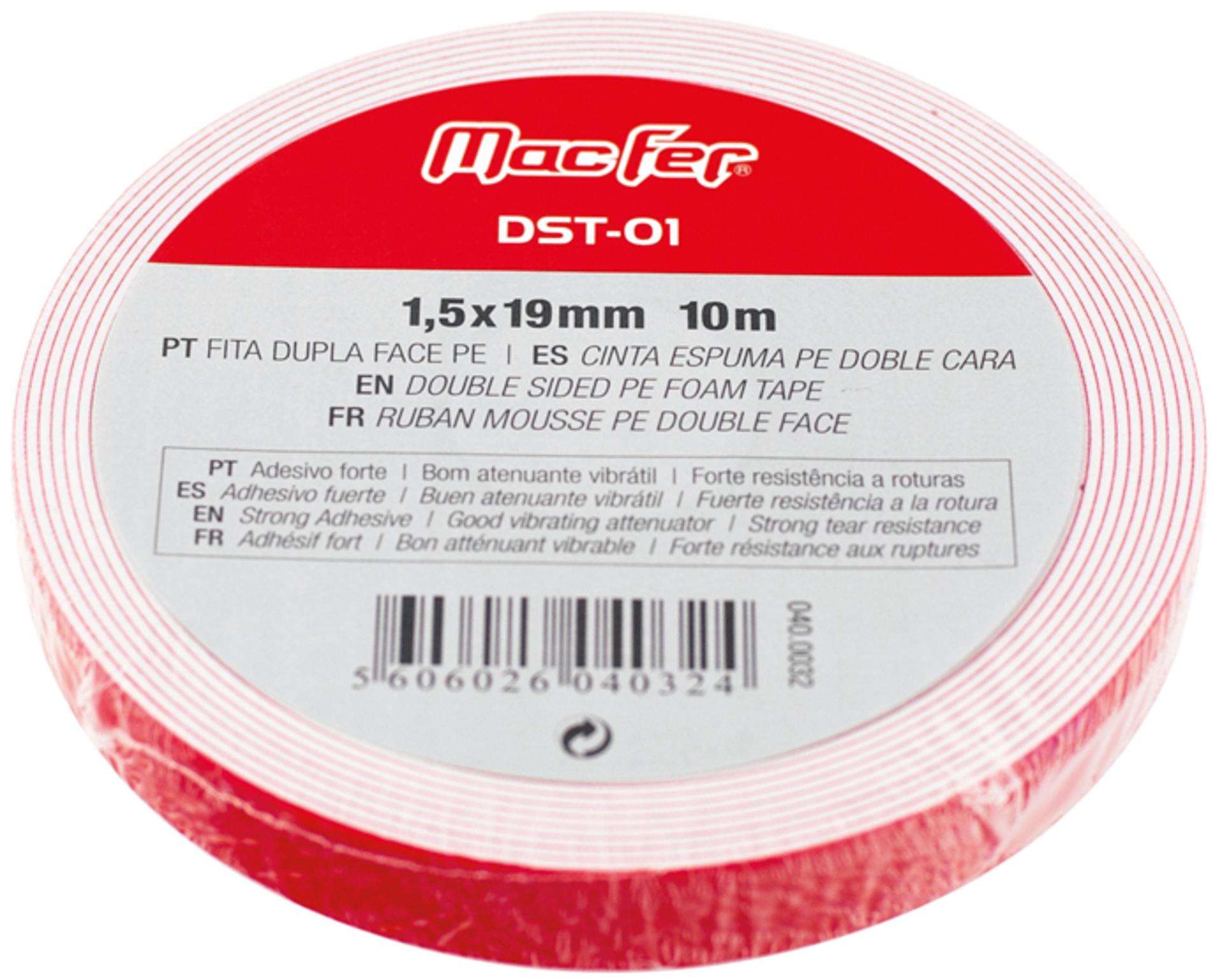 Fita dupla face PE DST-01 1,5x19mm 2m refª 040.0031 MACFER