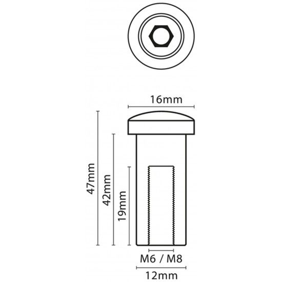 Terminal cabeça queijo fêmea inox AISI316 CHNSS-L M8 42mm refª 035.0187 MACFER Terminal cabeça queijo fêmea inox AISI316 CHNSS-L M8 42mm refª 035.0187 MACFER
