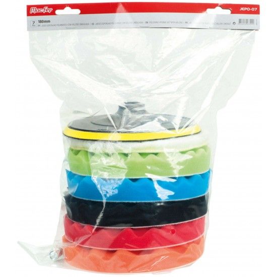 Jogo esponjas polimento com velcro ondulada JEPO-07 180mm 7pçs refª 033.0099 MACFER Jogo esponjas polimento com velcro ondulada JEPO-07 180mm 7pçs refª 033.0099 MACFER