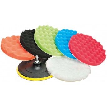 Jogo esponjas polimento com velcro ondulada JEPO-07 180mm 7p�s ref� 033.0099 MACFER