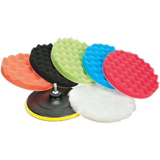 Jogo esponjas polimento com velcro ondulada JEPO-07 180mm 7p�s ref� 033.0099 MACFER