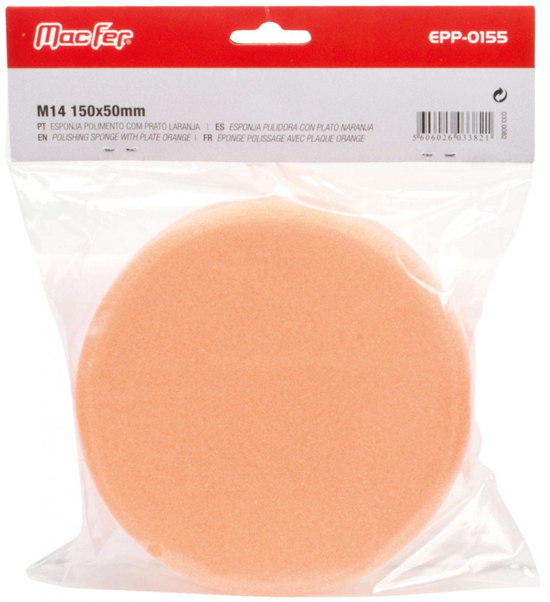 Esponja pol. c/ prato MacFer EPP-0155 M14 150x50mm preta refª 033.0085 MACFER