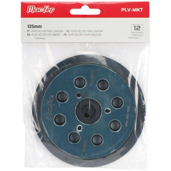 Prato velcro para lixadora PLV-MKT 125mm 8 furos ref� 033.0037 MACFER