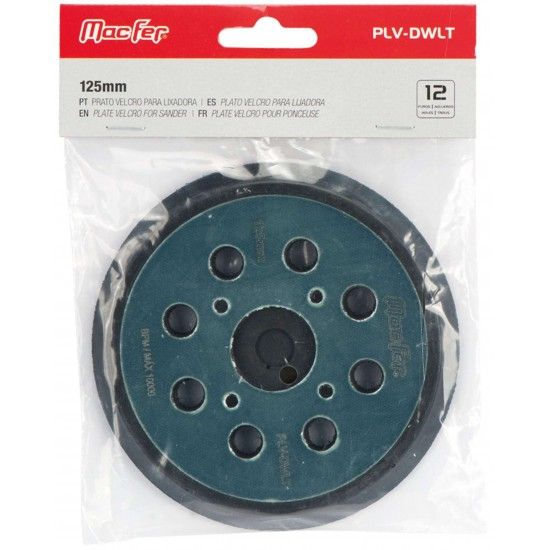 Prato velcro para lixadora PLV-DWLT 125mm 8 furos ref� 033.0035 MACFER