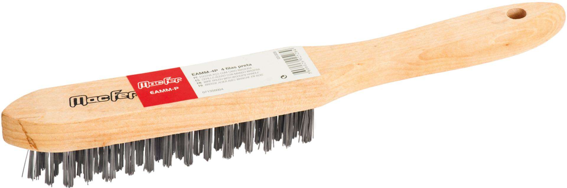 Escova aço c/ cabo madeira MacFer EAMM-5P 5 filas preta refª 025.0029 MACFER