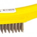 Escova a�o c/ cabo pl�s. MacFer EAMP-4I 4 filas inox amarela ref� 025.0032 MACFER