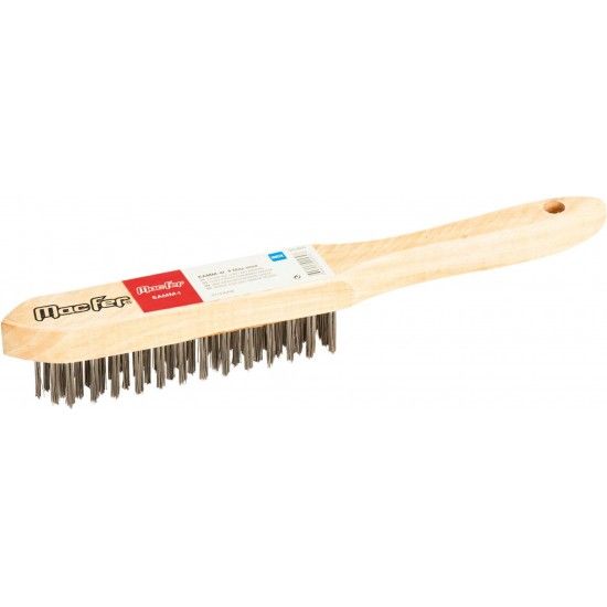 Escova a�o c/ cabo madeira MacFer EAMM-4I 4 filas inox ref� 025.0030 MACFER