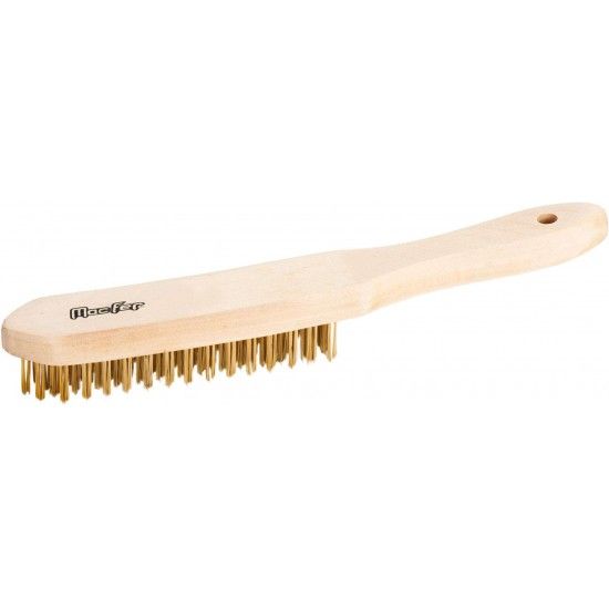 Escova a�o c/ cabo madeira MacFer EAMM-4L 4 filas latonada ref� 025.0025 MACFER