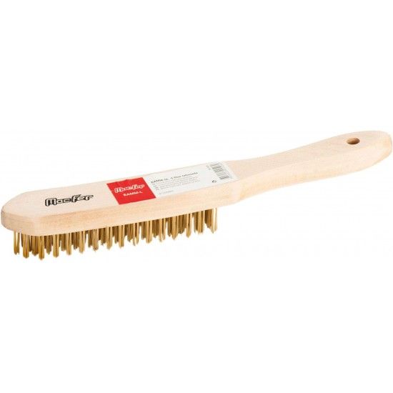Escova a�o c/ cabo madeira MacFer EAMM-5L 5 filas latonada ref� 025.0026 MACFER