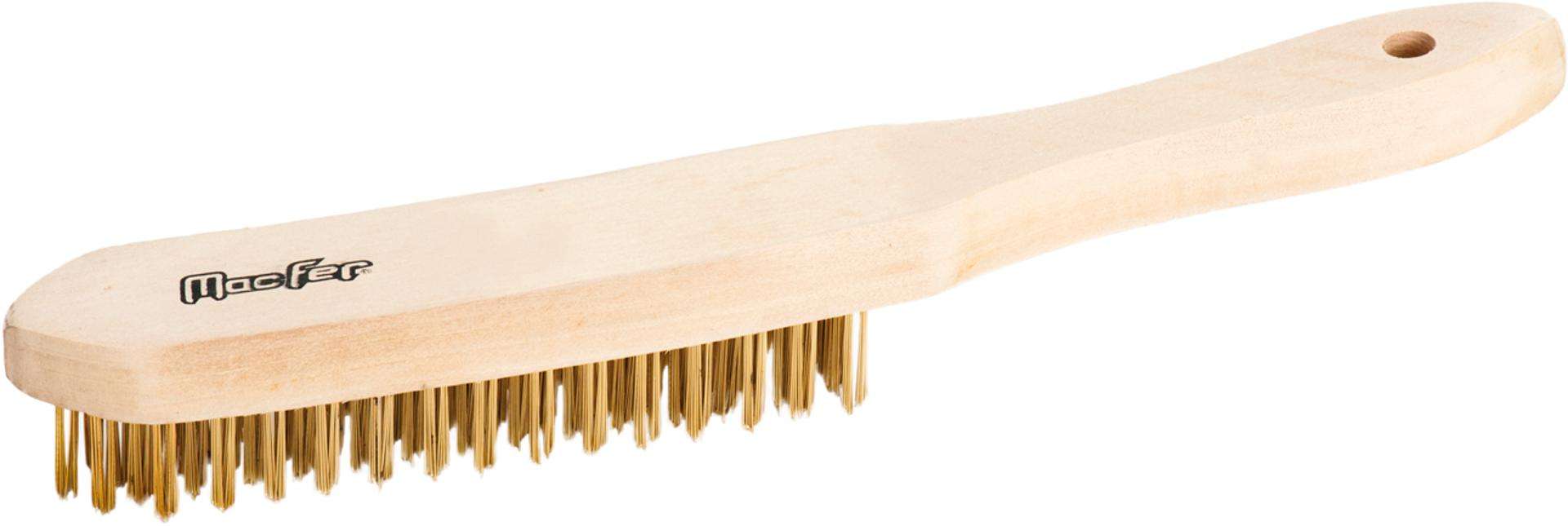 Escova aço c/ cabo madeira MacFer EAMM-5L 5 filas latonada refª 025.0026 MACFER