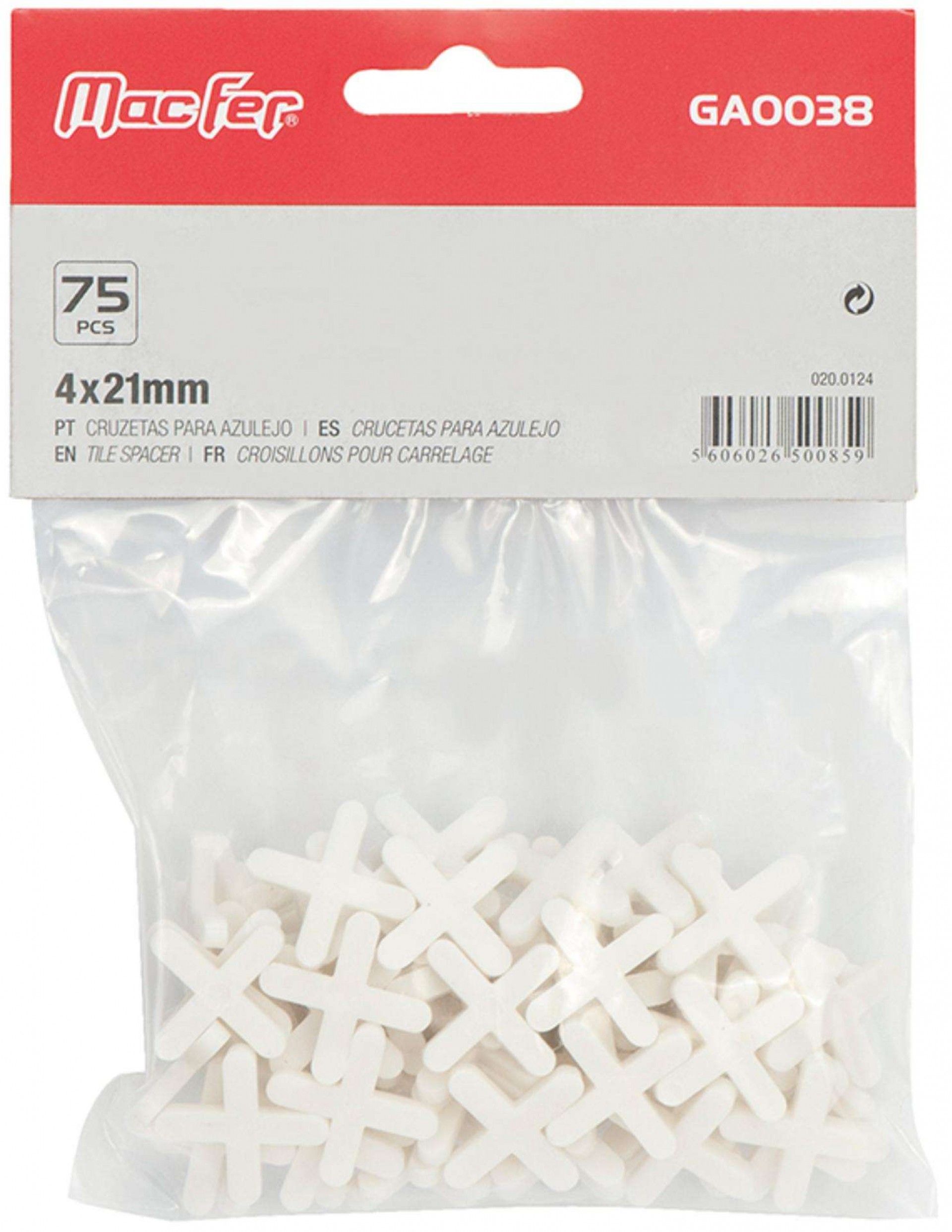 Cruzetas p/ azulejo MacFer GA0038 2,0x21mm refª 020.0121 MACFER