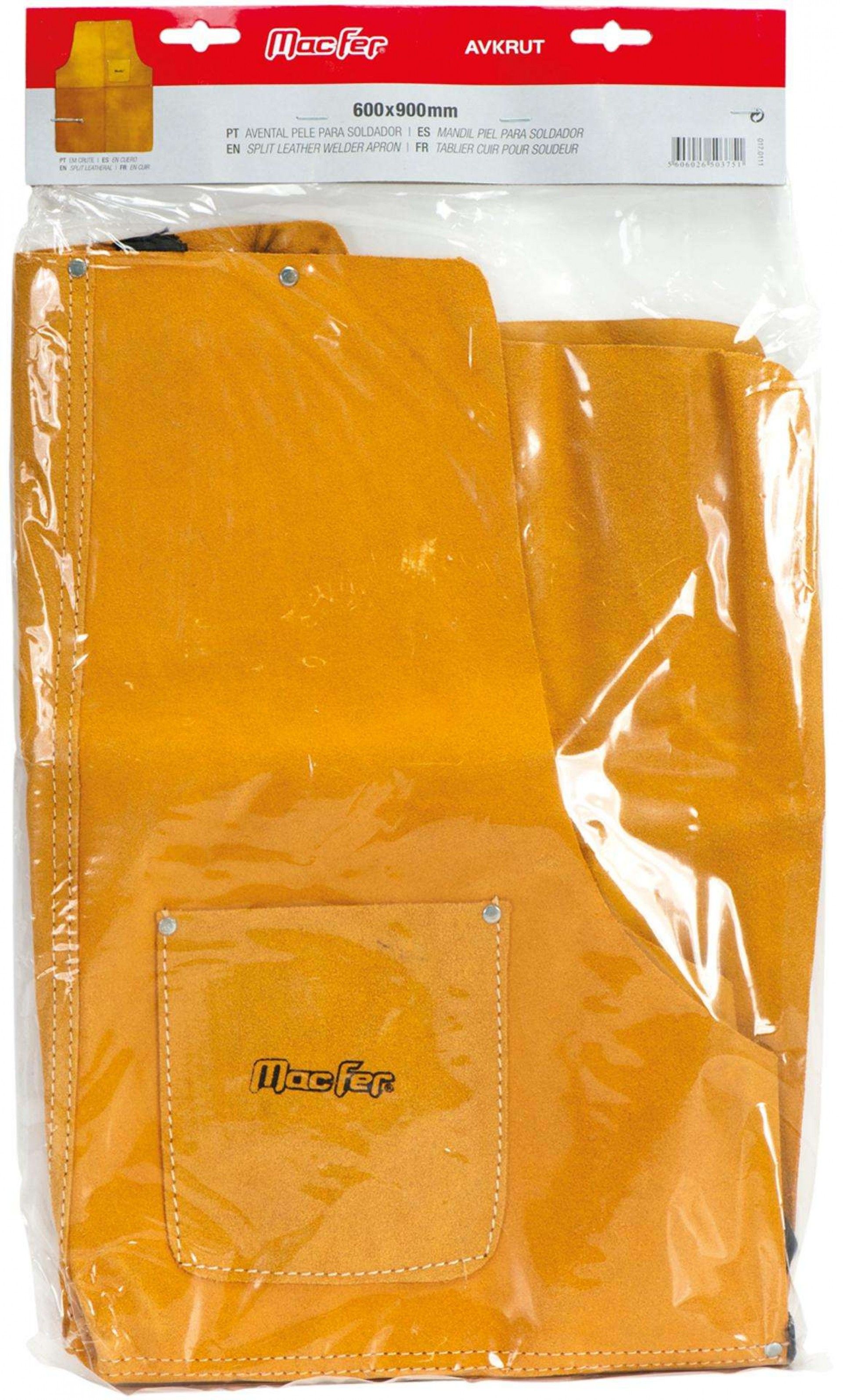 Avental pele p/ soldador MacFer AVKrut 600x900mm refª 017.0111 MACFER