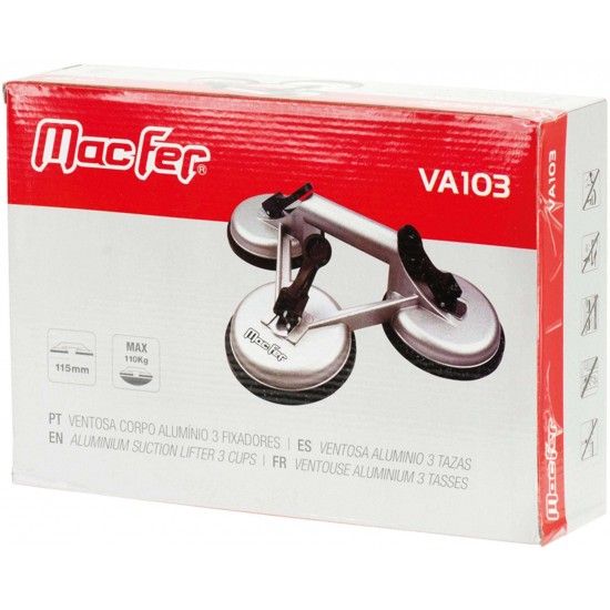 Ventosa corpo alum�nio 3 fixadores MacFer VA103 115mm ref� 017.0009 MACFER