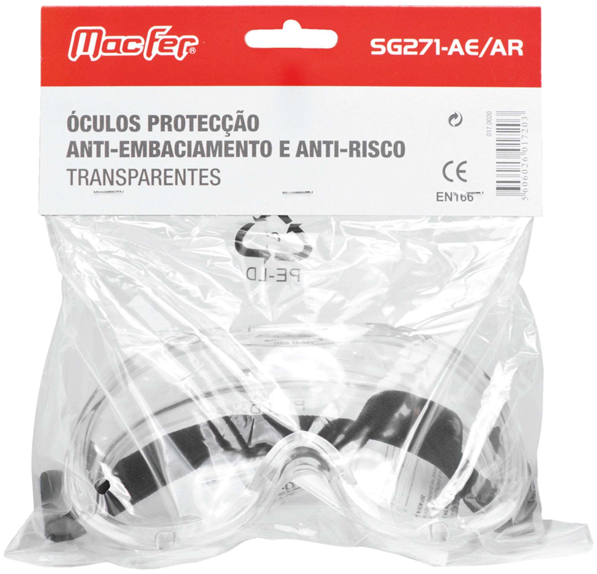 Óculos prot. anti-emb. e anti-risco MacFer SG271-AE/AR trans refª 017.0020 MACFER