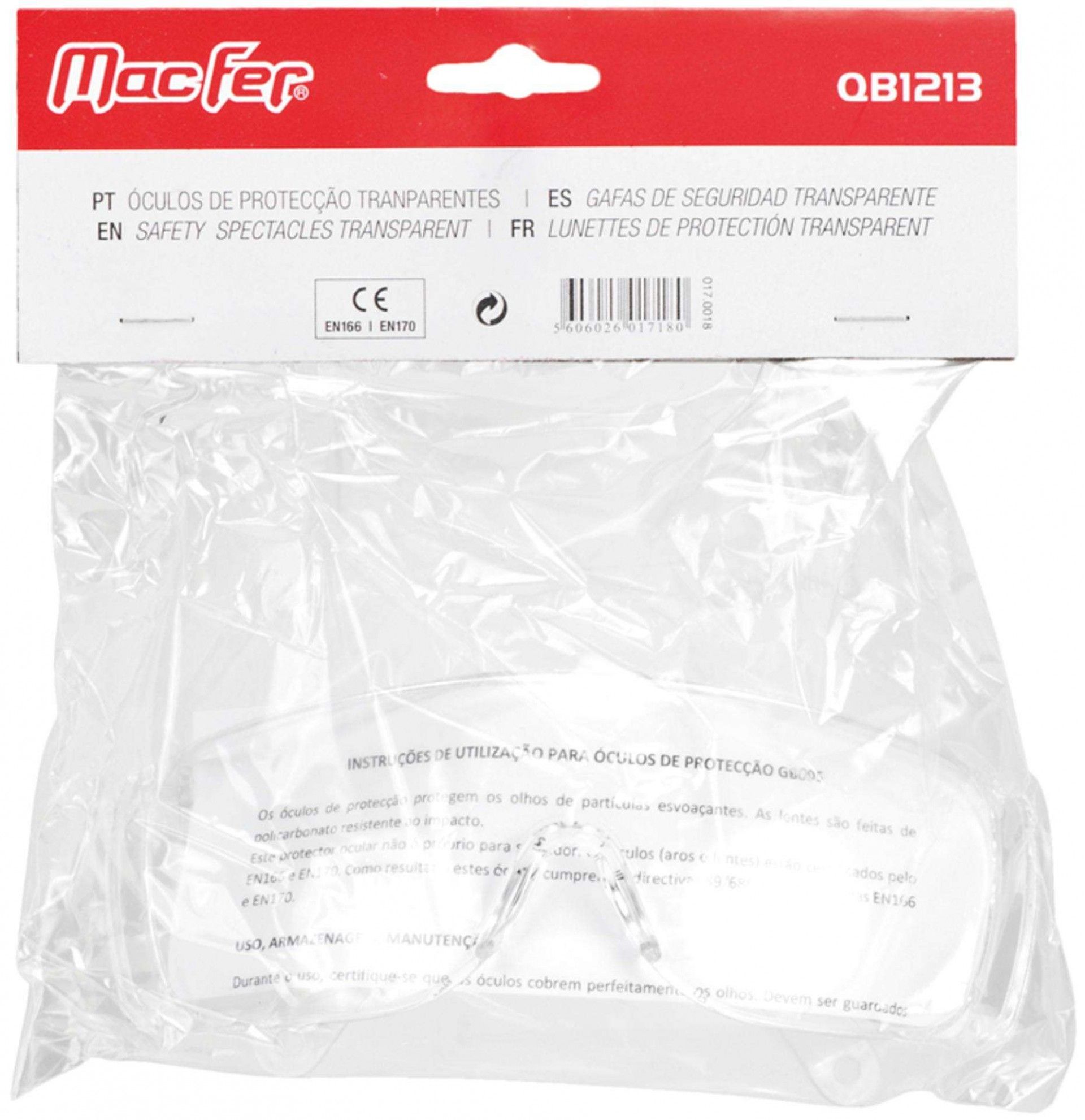 Óculos prot. MacFer QB1213 trans. refª 017.0018 MACFER