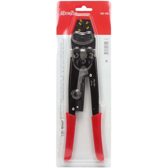 Alicate cravar term. eléc. não isolados HD-16L 1,25~16mm2 refª 016.0051 MACFER Alicate cravar term. eléc. não isolados HD-16L 1,25~16mm2 refª 016.0051 MACFER