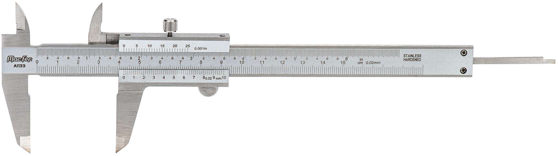 Paquímetro analógico inox (esc. dupla) MacFer A1133 150mm refª 010.0022 MACFER