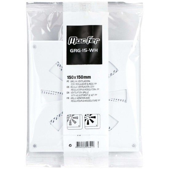 Grelha ventiladora com regulador PP GRG-15-WH 150x150mm branca ref� 009.0141 MACFER