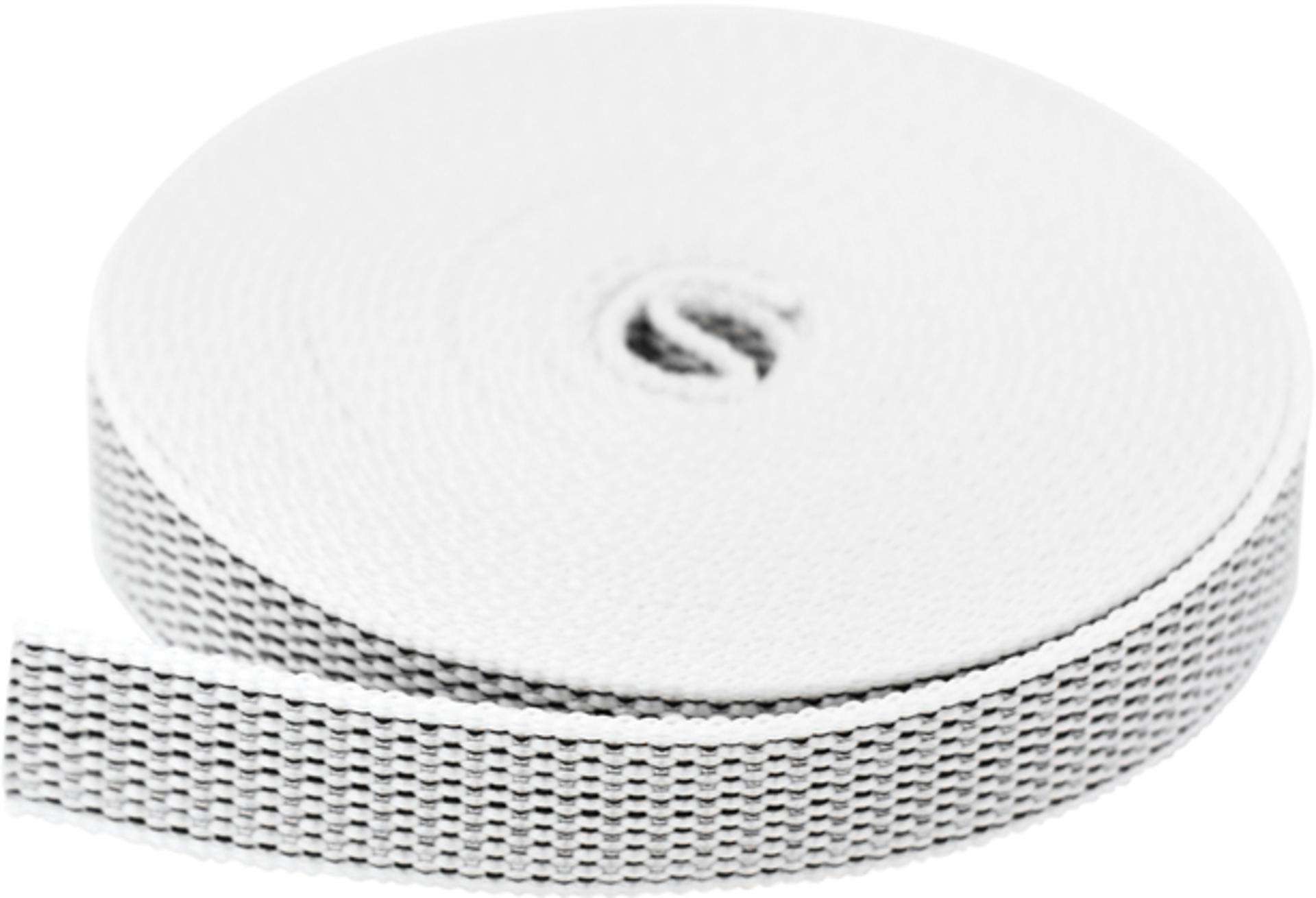 Fita p/ estore nylon FEN-BP-BL 20mm 6m branca/ preta refª 009.0161 MACFER