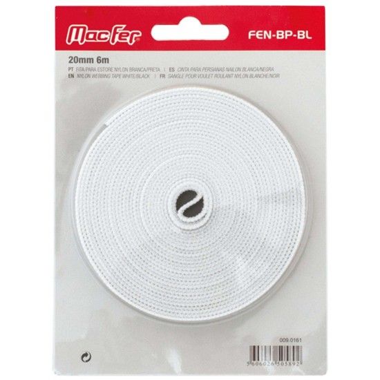 Fita p/ estore nylon  FEN-BP-BL 20mm 6m branca/ preta  ref� 009.0161 MACFER