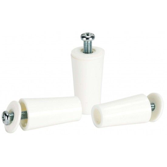 Batente estore c�nico pl�stico com anilha e parafuso mf BE01-W 22x40mm branco ref� 009.0066 MACFER