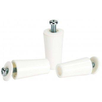 Batente estore c�nico pl�stico com anilha e parafuso mf BE01-W 22x40mm branco ref� 009.0066 MACFER