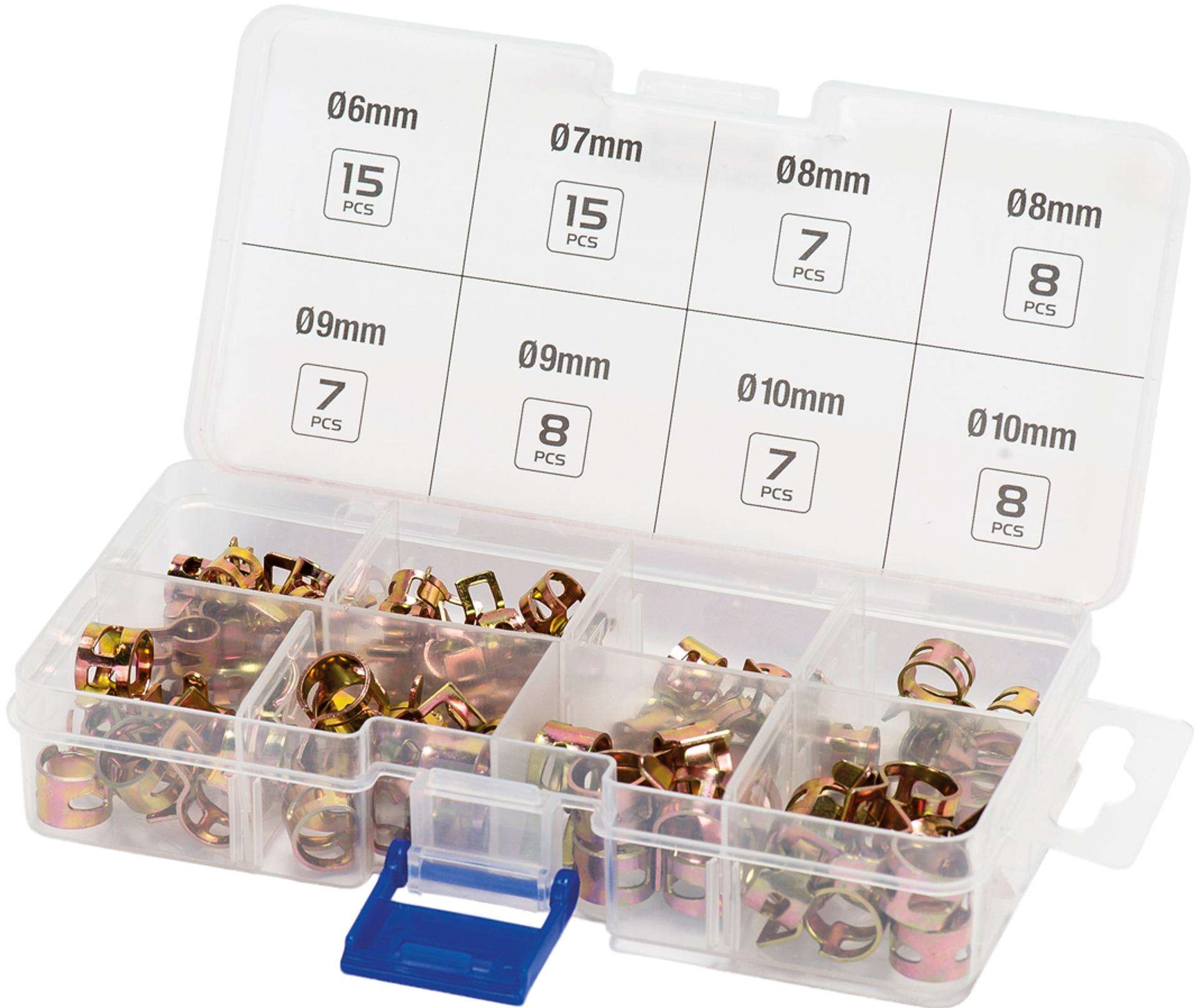 Caixa stock abraçadeiras mola 6-10mm 75pç Refª 004.0001 MACFER