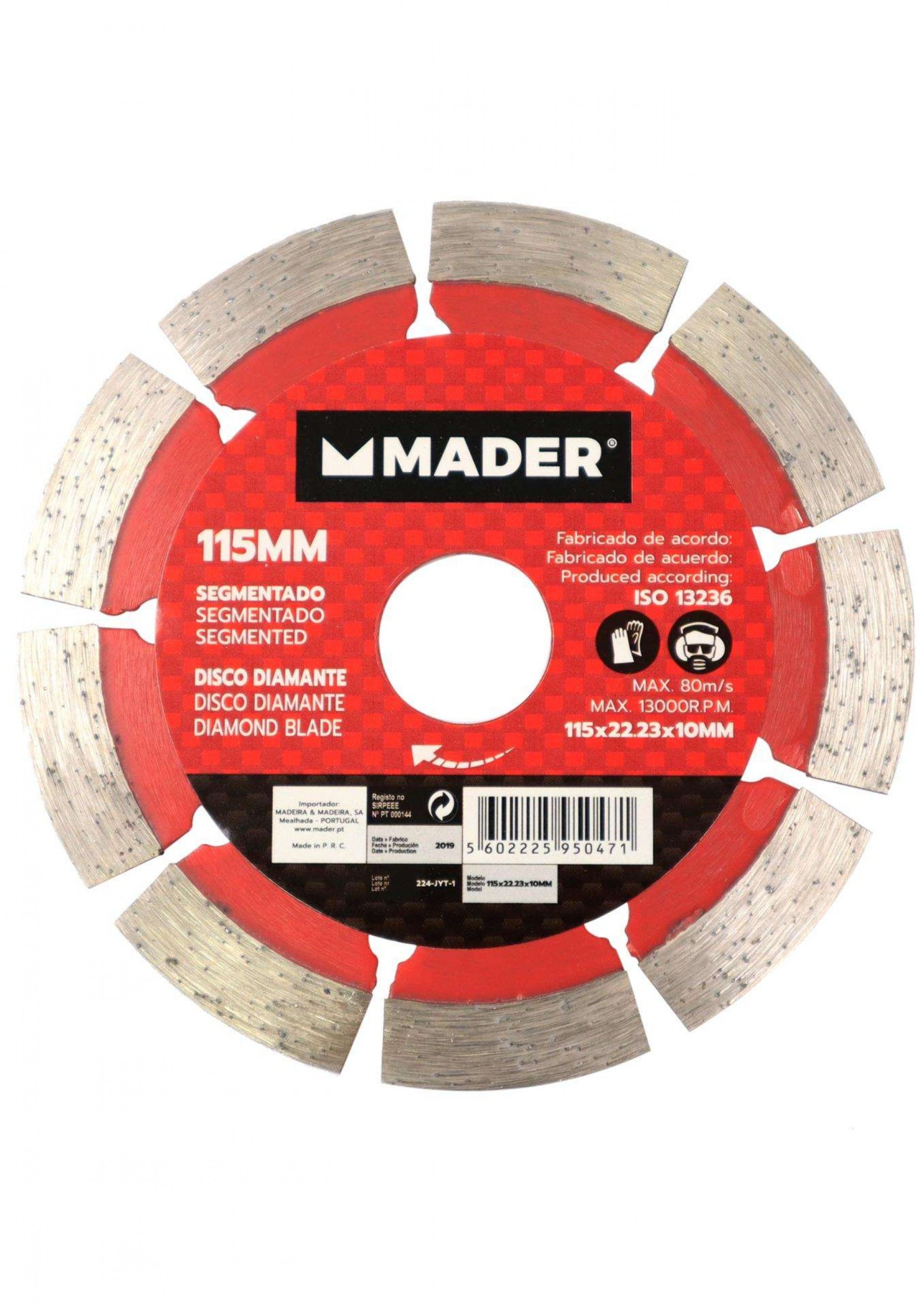 Disco Diamante, Segmentado, 115x22.23x12mm refª 95059 MADER