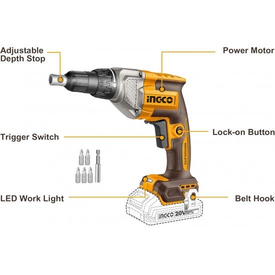Aparafusadora 20V brushless 30Nm Gesso Cartonado ref� CDSLI20428 IngCo