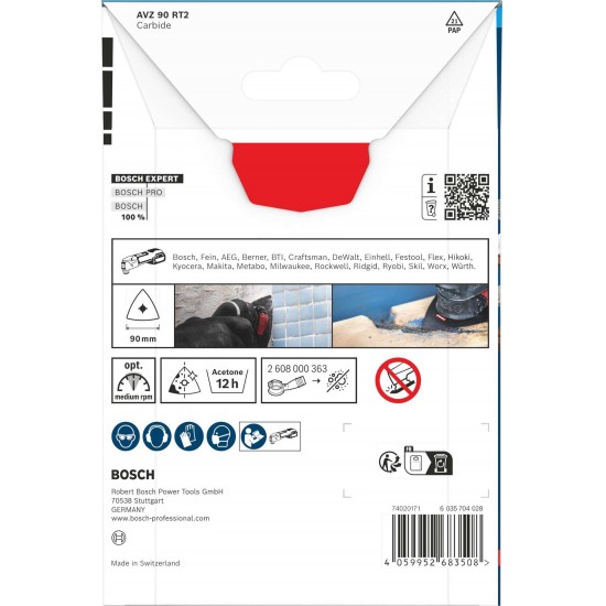 Placa de lixar EXPERT AVZ 90 RT2, 90 mm refª 2608902061 BOSCH Placa de lixar EXPERT AVZ 90 RT2, 90 mm refª 2608902061 BOSCH