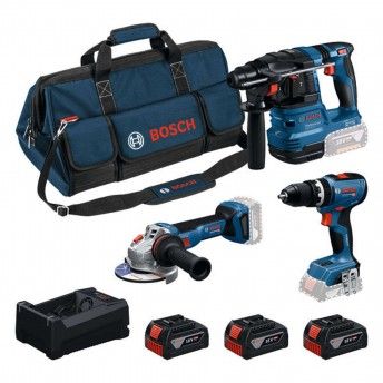 Kit 3 ferramentas 18v GSB + GWS + GBH + 3x GBA 5.0 Ah + GAL 12V/18V-80 Professional refª 0615A500AH Kit 3 ferramentas 18v GSB + GWS + GBH + 3x GBA 5.0 Ah + GAL 12V/18V-80 Professional refª 0615A500AH