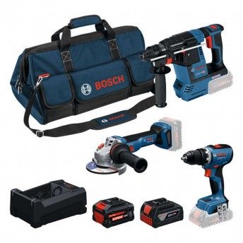 Kit Aparafusadora GSR 18V-65 + Rebarbadora GWS 18V-11 + Martelo GBH 18V-26 + 1bat 18V 5.0 Ah + 1 ba Kit Aparafusadora GSR 18V-65 + Rebarbadora GWS 18V-11 + Martelo GBH 18V-26 + 1bat 18V 5.0 Ah + 1 ba