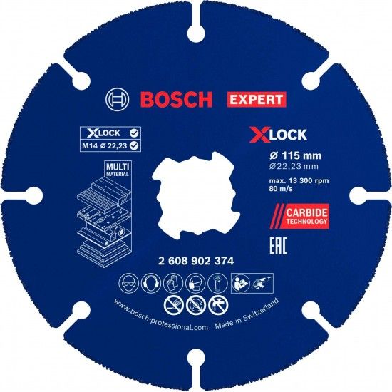Disco abrasivo de carboneto EXPERT Multi Material, 115 x 22,23 mm, X-Lock refª 2608902374 BOSCH Disco abrasivo de carboneto EXPERT Multi Material, 115 x 22,23 mm, X-Lock refª 2608902374 BOSCH