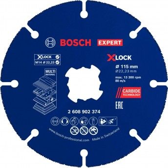 Disco abrasivo de carboneto EXPERT Multi Material, 115 x 22,23 mm, X-Lock refª 2608902374 BOSCH Disco abrasivo de carboneto EXPERT Multi Material, 115 x 22,23 mm, X-Lock refª 2608902374 BOSCH
