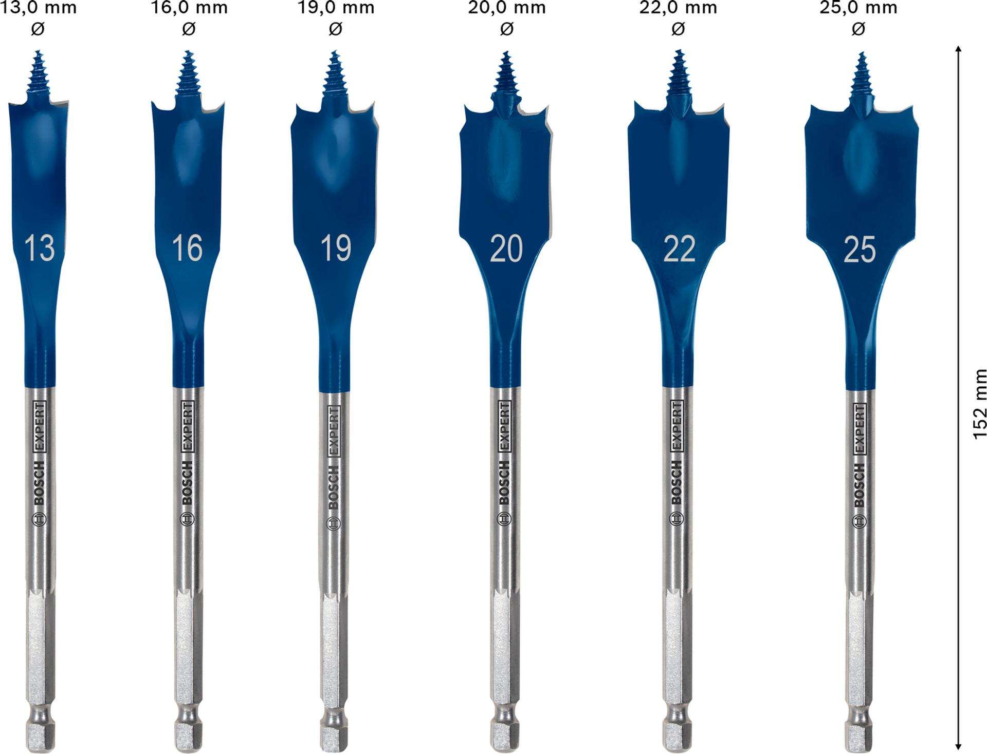Conjunto de brocas planas EXPERT Self Cut Speed Spade, 13/16/19/20/22/25, 6 unid refª 2608902109 BOS