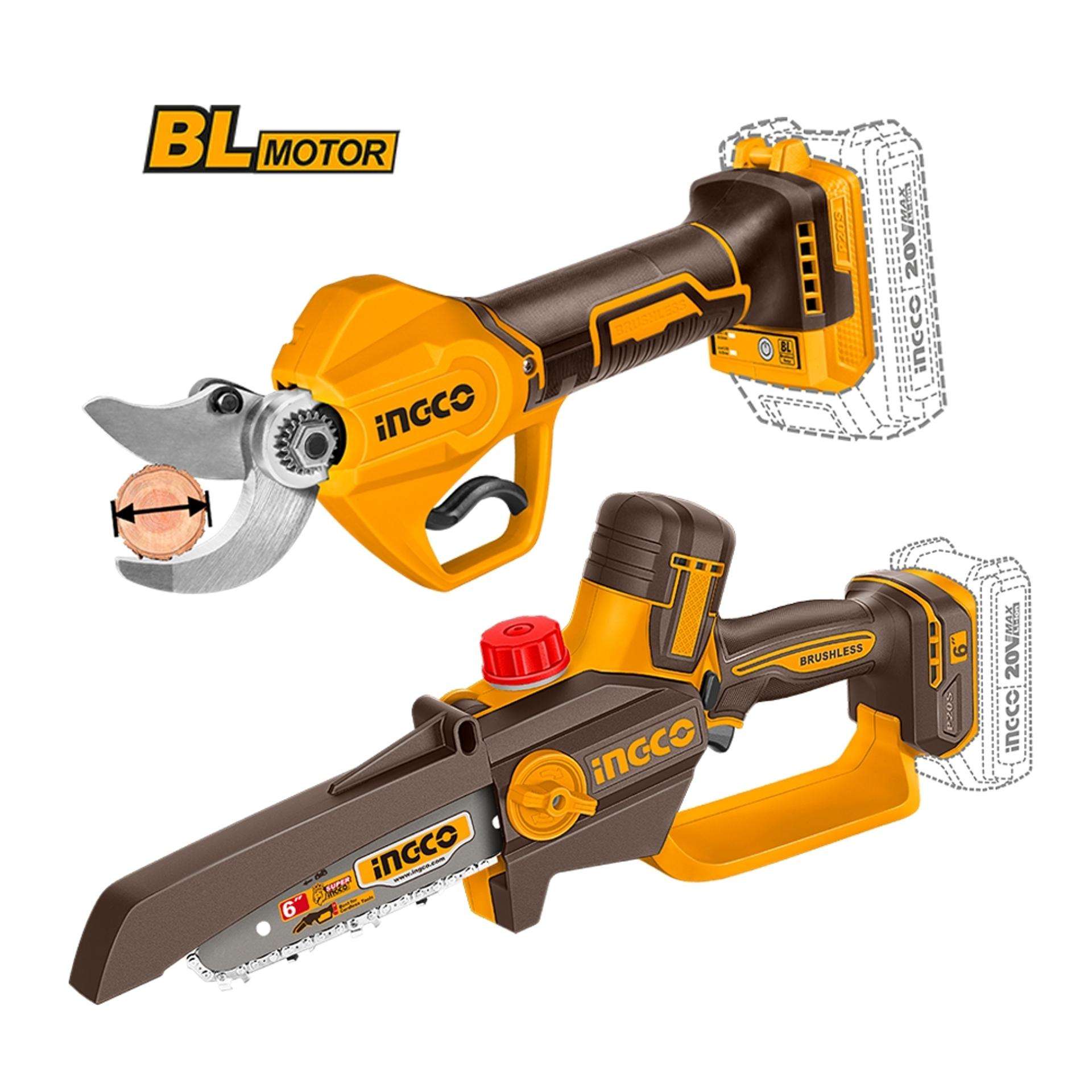 Kit Mini Podadora (CGSLI2066) + Tesoura de Poda (CSSLI20308 2 bat 2.0Ah + carre. + mala refª COSLI